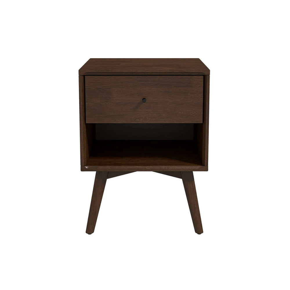 English Elm Ashcroft Furniture - Caroline Solid Wood Mid-Century Night Stand with Drawer and Tapered Legs, Brown Finish, 22x18x27 B183P201633