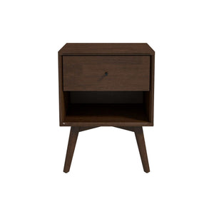 English Elm Ashcroft Furniture - Caroline Solid Wood Mid-Century Night Stand with Drawer and Tapered Legs, Brown Finish, 22x18x27 B183P201633