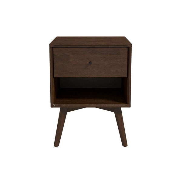 English Elm Ashcroft Furniture - Caroline Solid Wood Mid-Century Night Stand with Drawer and Tapered Legs, Brown Finish, 22x18x27 B183P201633