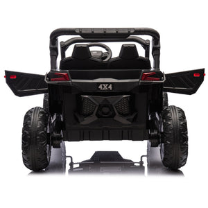 English Elm 24v Two Seat Kids Electric Utv with Parental Remote Suspension Off Road Ride On Black W1578P184797