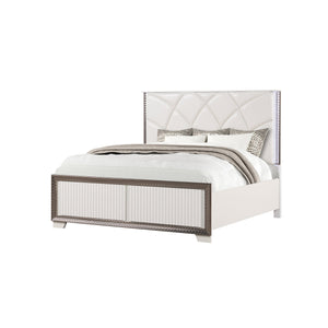English Elm Fabio Modern Queen Tufted Bed with Diamond Accents, LED Lighting, Two Drawers & Two-Tone Finish B009S01867