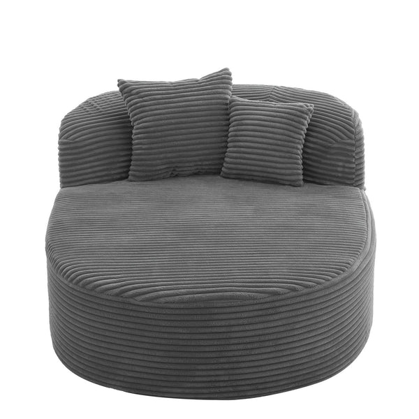 English Elm Modern Chaise Lounge Sofa oversized corduroy chaise with high-density foam, spring support & pillows Gray N719P329129E