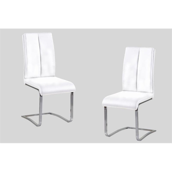 English Elm Black Faux Leather Dining Side Chairs with Polished Chrome Frame Set of 2 White B011P439050