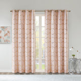 Intelligent Design Raina Casual Total Blackout Metallic Print Grommet Top Curtain Panel ID40-1616 Blush/Gold