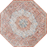 Unique Loom Newport Elms Machine Made Medallion Rug Red, Ivory/Light Blue/Terracotta/Rust Red 7' 1" x 7' 1"