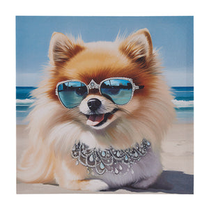 Madison Park Beach Dogs Casual Pomeranian Canvas Wall Art ID95C-0057 Pomeranian/Blue Multi