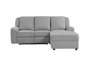 English Elm Destiny Gray Linen Sectional Sofa with Built-In Dropdown Table, Durable Foam Cushioning & Modern Style B2726S00049