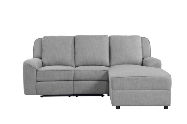 English Elm Destiny Gray Linen Sectional Sofa with Built-In Dropdown Table, Durable Foam Cushioning & Modern Style B2726S00049