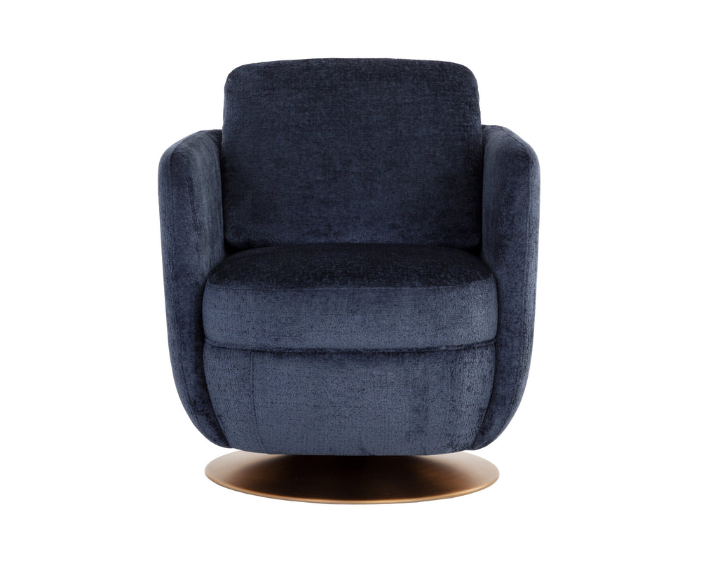 Sunpan Gilley Swivel Lounge Chair - Contemporary Design with Antique Gold Base for Stylish Comfort and Elegance Bergen Navy