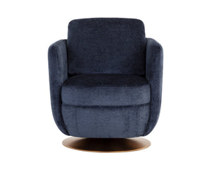 Sunpan Gilley Swivel Lounge Chair - Contemporary Design with Antique Gold Base for Stylish Comfort and Elegance Bergen Navy
