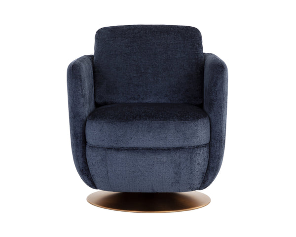Sunpan Gilley Swivel Lounge Chair - Contemporary Design with Antique Gold Base for Stylish Comfort and Elegance Bergen Navy