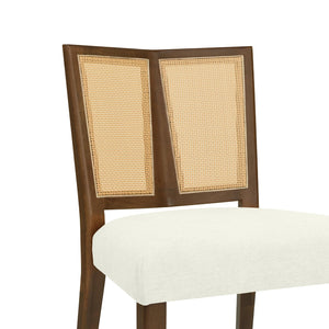 English Elm Christopher Knight Home® - Rattan Mid-Century Dining Chair Set of 2 with Woven Cane Back, Upholstered High-Density Seat Cushion Beige,Walnut N771P254006T