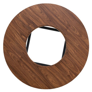 English Elm Table Set Modern Round 42 Inch Wood Grain Glass Inset with 4 Fabric Chairs for Dining W1151S04477