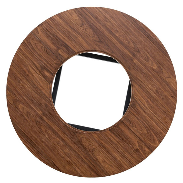 English Elm Table Set Modern Round 42 Inch Wood Grain Glass Inset with 4 Fabric Chairs for Dining W1151S04477