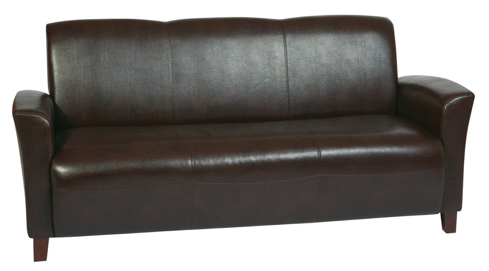 OSP Home Furnishings Mocha Bonded Leather Contemporary Sofa with Tapered Arms and Greenguard Certified Frame SL2273EC9