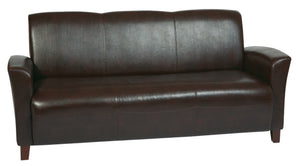 OSP Home Furnishings Mocha Bonded Leather Contemporary Sofa with Tapered Arms and Greenguard Certified Frame SL2273EC9