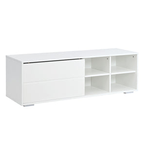 English Elm ON-TREND Modern TV Stand with Fluted Glass Door, Modular 94.4" Media Console with LED Lighting and Storage White N721P198932K