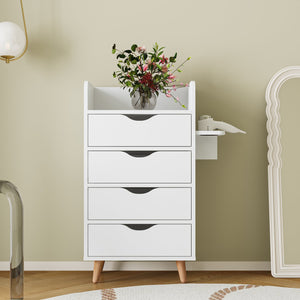 English Elm 4 Salon Storage Cabinet with 4 Drawers, 2 Hair Dryer Holders, Raised Legs — Compact Styling Station Organizer for Salon & Home W331P248070
