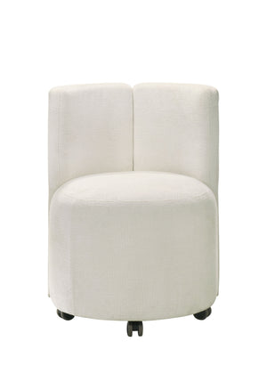 English Elm Blayde White Chenille Swivel Side Chair Set of 2 - 360° Comfort Seats, Rubberwood Frame, Modern Elegance B2726P246627