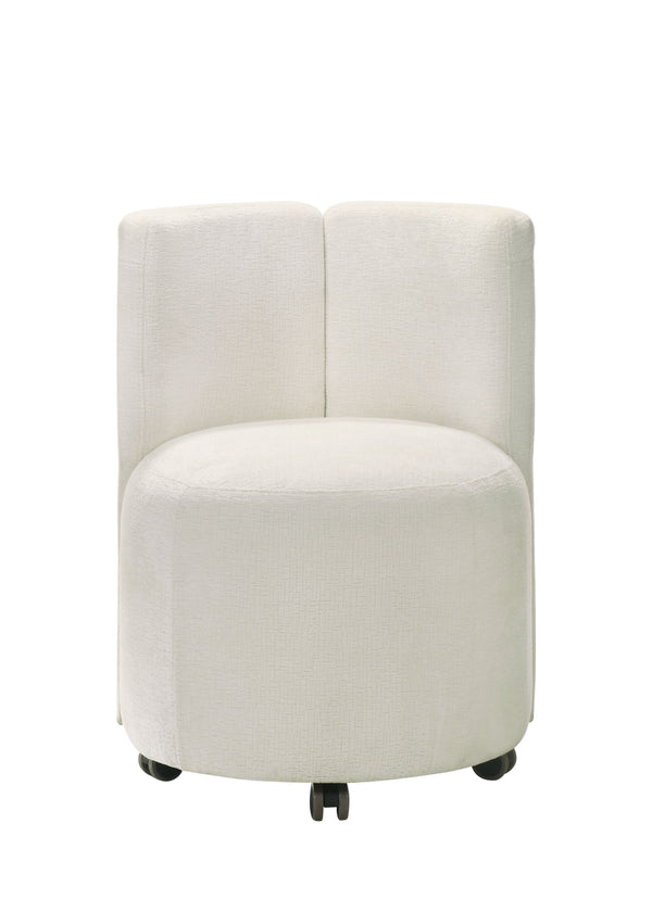 English Elm Blayde White Chenille Swivel Side Chair Set of 2 - 360° Comfort Seats, Rubberwood Frame, Modern Elegance B2726P246627