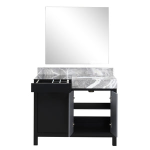English Elm Black And Grey Bath Vanity With 34" Mirror - Elegant Castle Grey Marble Top & Smart Storage Solutions B2731S00932