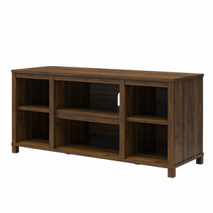 English Elm Parsons TV Stand for TVs up to 50" with ample open shelving, cord management, modern oak finish Walnut B2733P384502
