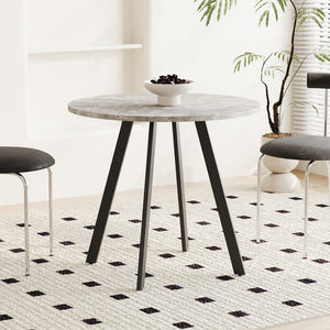 English Elm Modern Minimalist Circular Dining Table – Gray Cement Finish, Compact Design For Cafés & Offices W1727P251172