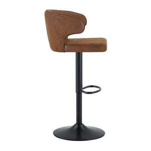 English Elm Modern Oil-wax Upholstered Swivel Barstools with Ergonomic High Back for Kitchen Islands W2920P419851