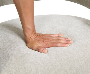 English Elm Contemporary Sculpted Barrel-Back Arm Chair with Smooth Casters, Neutral Textured Upholstery, Stylish Accent Seating taupe 27 L x 26 W x 33 H B2741P400836