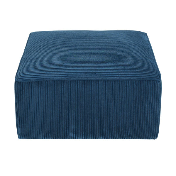 English Elm Christopher Knight Home® - Upholstered Square Ottoman Corduroy Fabric Modern Minimalist Footrest Seating with Pocket Coil Comfort Navy Blue N757P180768N