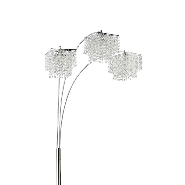 English Elm Bali Chrome Arc Crystal Floor Lamp with Hanging Drops, 90" Sleek Metallic Finish, Luxe Ambient Lighting B062P328713