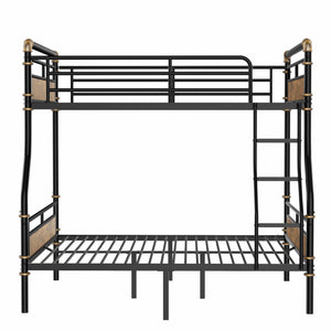 English Elm Full Xl Over Queen Metal Bunk Bed: Industrial-Style Detachable Bunkbeds With Safety Features & Durability W2580S00018