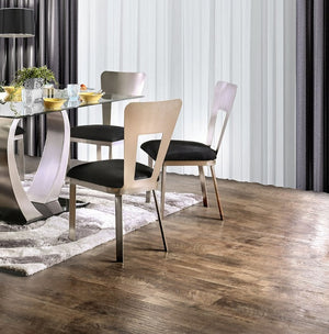 English Elm Contemporary Oval Back Dining Chairs Set of 2 with Padded Microfiber Seats, Powder-Coated Metal Frame, Sleek Design Black,Silver 40 L x 20 W x 14 H B011P232976