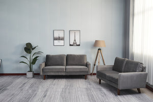 English Elm LOVESEAT,GREY Plush Microfiber Two-Seater Sofa with High-Density Foam, Solid Wood Frame, Durable Comfort Gray B205P249002