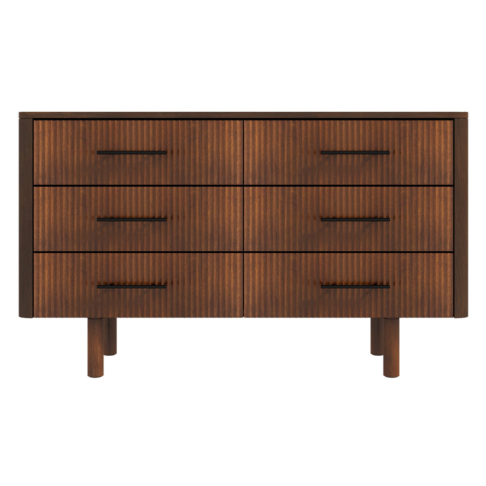 English Elm Ashcroft Furniture - Logan Mid Century Modern Walnut Dresser with 6 Drawers — Solid Wood, Ample Organized Storage, Stylish Design B183P231908
