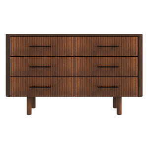 English Elm Ashcroft Furniture - Logan Mid Century Modern Walnut Dresser with 6 Drawers — Solid Wood, Ample Organized Storage, Stylish Design B183P231908