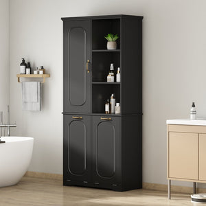 English Elm [video] Freestanding 68 Inch Tall Storage Cabinet with Tilt Out Hampers and Soft Close Door Black N759S427900B