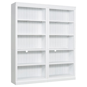 English Elm 83" 5-Tier Bookcase Suite with LED Light Strip, Adjustable Shelves, Cable Management & Solid Wood Frame White N751S246920K