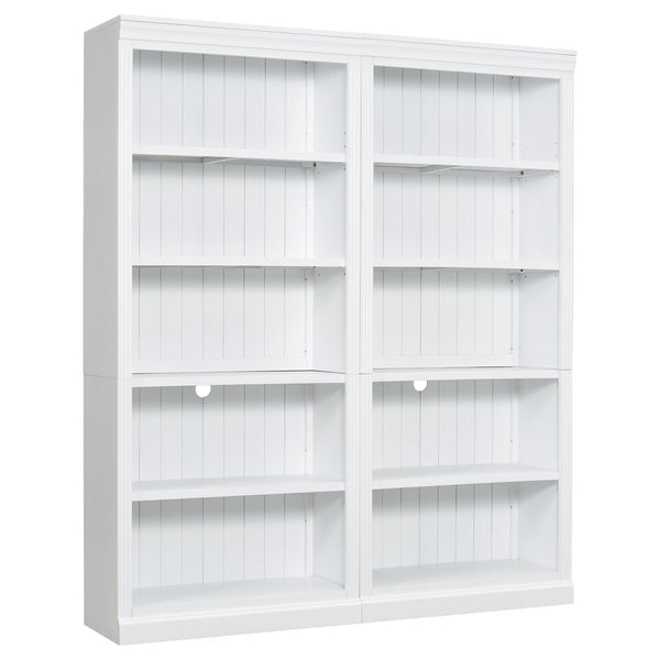 English Elm 83" 5-Tier Bookcase Suite with LED Light Strip, Adjustable Shelves, Cable Management & Solid Wood Frame White N751S246920K