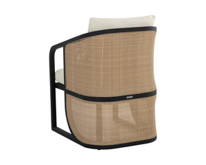 Sunpan Palermo Dining Chair - Elegant Outdoor Seating with Durable Teak Wood and Stylish Wicker Design Charcoal / Stinson Cream