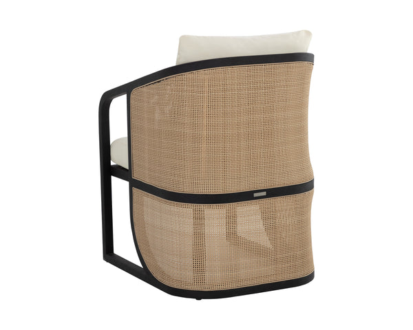 Sunpan Palermo Dining Chair - Elegant Outdoor Seating with Durable Teak Wood and Stylish Wicker Design Charcoal / Stinson Cream