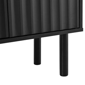 English Elm ON-TREND Farmhouse Storage Cabinet with Gourd Legs, Adjustable Shelves, Anti-Tip Tall Pantry Unit Black N721P205785B