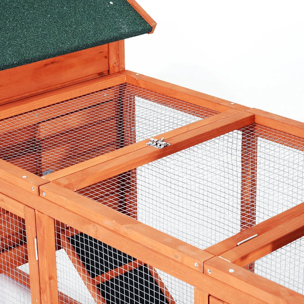English Elm Chicken Coop Dual Fir Wood Backyard Hen House with Fenced Run and Nesting Boxes T3971S00012