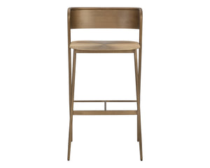 Sunpan Keanu Sleek Modern Barstool with Antique Brass Finish and Unique Starburst Design for Stylish Spaces Antique Gold
