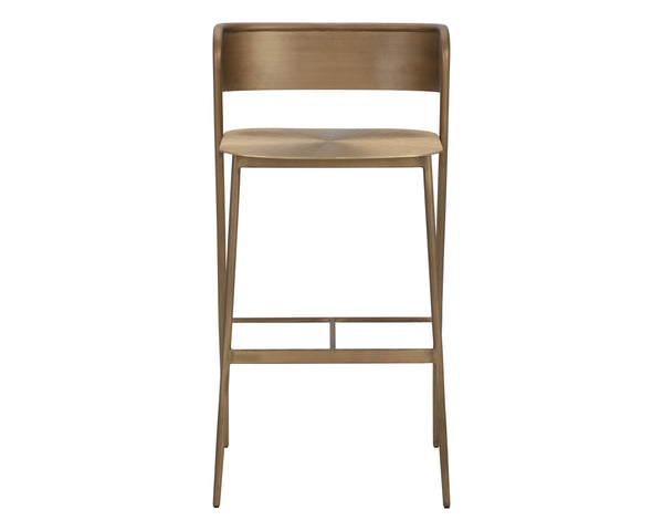 Sunpan Keanu Sleek Modern Barstool with Antique Brass Finish and Unique Starburst Design for Stylish Spaces Antique Gold