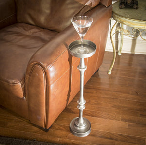 English Elm 26in. Steel Martini Side Tables Powder Coated Matte Patio Lounge Accent Set of 2 Brushed Silver B2751P436402