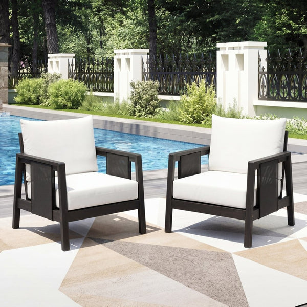 English Elm Outdoor Acacia Wood Club Chair Uv Resistant Textilene Weave Lounge Seat for Patio Deck Dark Grey,White+Black N768P368823D_2