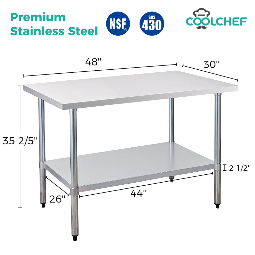 English Elm 30" X 48" Stainless Steel Nsf Certified Commercial Prep Table with Undershelf Storage W3629P365482