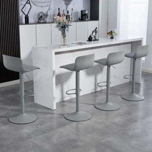 English Elm Bar Stools Set of 2 Adjustable Swivel Pu Leather Kitchen Island Seating with Back Gray W676P358681