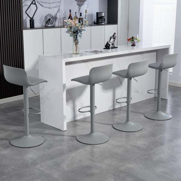 English Elm Bar Stools Set of 2 Adjustable Swivel Pu Leather Kitchen Island Seating with Back Gray W676P358681